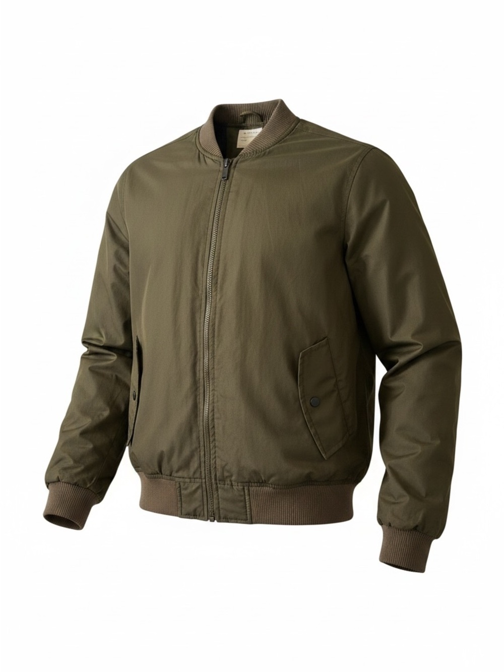 Zakbrand Men's Olive Bomber Jacket - Casual Zip Front - Picture 1 of 7